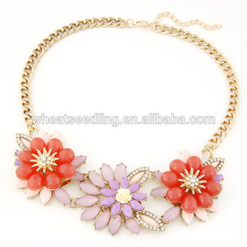 2015 Fashion Candy Color woman statement Flower Necklace